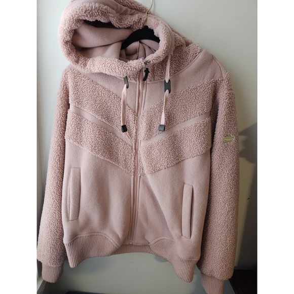 UGG Jackets & Blazers - Koolaburra By UGG Fleece Sherpa Bomber Hoodie Jacket Women's M Pink Zip Coat
